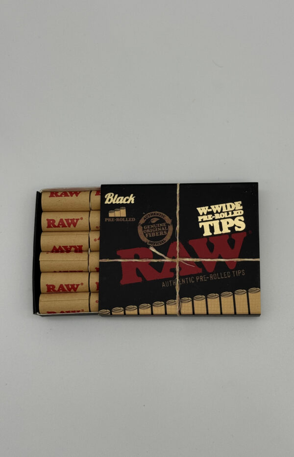 Raw Black W Wide Pre-rolled Tips 18p