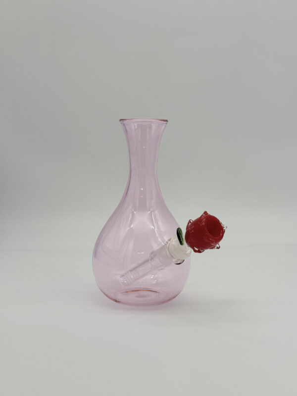 Prime Glass Vase with Rose Cone Piece Pink 18cm