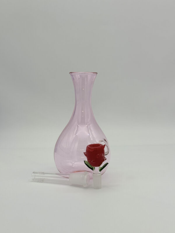 Prime Glass Vase with Rose Cone Piece Pink 18cm - Image 3