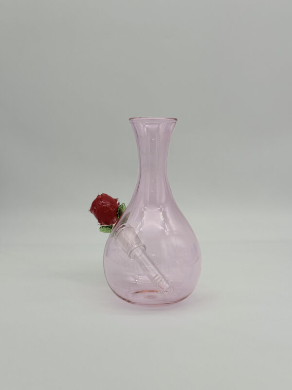 Prime Glass Vase with Rose Cone Piece Pink 18cm - Image 2