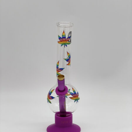 MWP Medium Bent Bubble Bong 25cm Rainbow Leaf